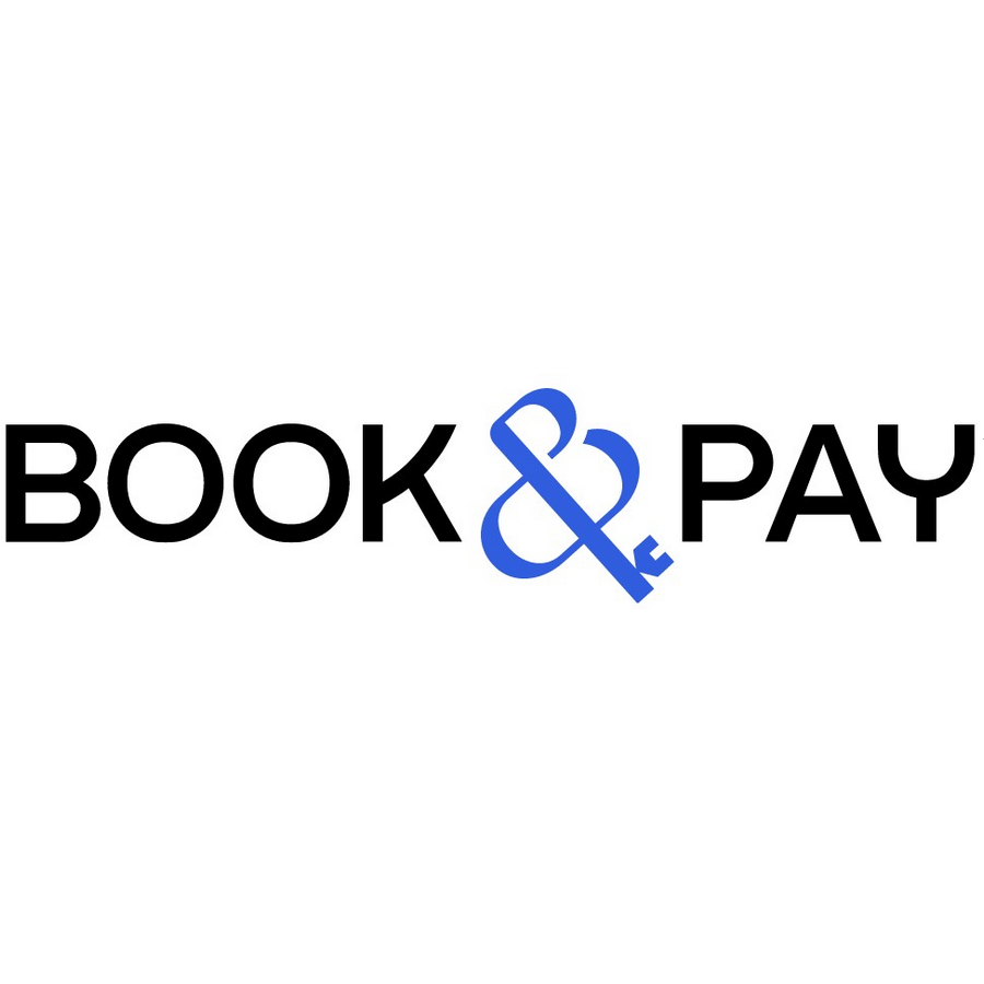 Logo de Book&Pay, en lettres bleues et noires